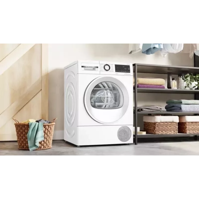 Kondensacinė džiovyklė Bosch WQG145APPL 9 kg su šilumos siurbliu, 14 programų, LED ekranu, balta