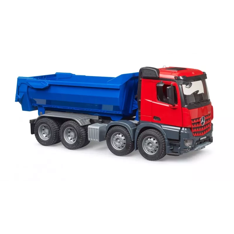 BRUDER MB Arocs Halfpipe Tipper Truck – savivartis su pusapvaliu kėbulu