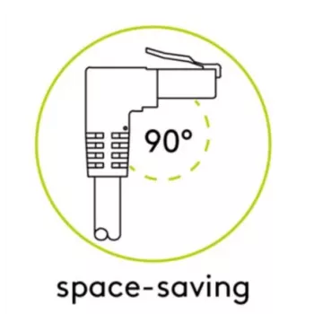 Goobay CAT 6 Patch Laidas 1x 90° kampu, U/UTP, Juodas, 1 m – fiksatorius viršuje, CCA vario mišinys (51515)