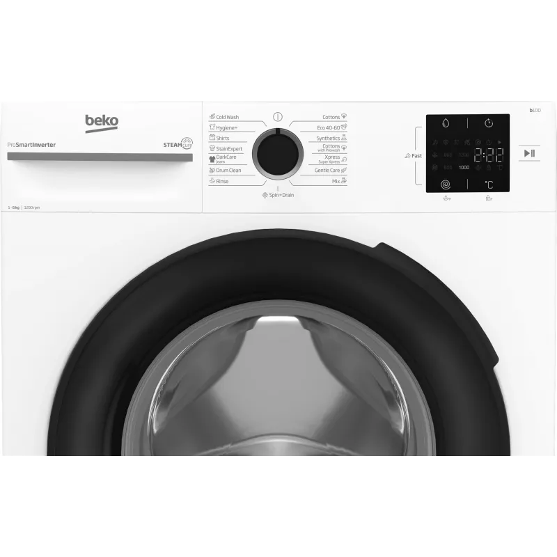 BEKO BM1WFSU36233WB Skalbimo mašina, 6 kg, energijos klasė B, 44,6 cm, 1200 aps./min., inverterinis variklis, Steam Cure