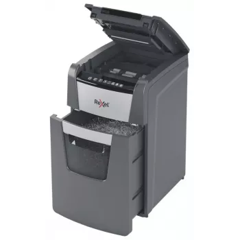 Rexel Optimum AutoFeed+ 130X popieriaus smulkintuvas, kryžminis pjovimas, 55 dB, 22 cm, juodas, sidabrinis