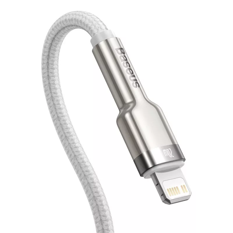 USB-C į Lightning laidas Baseus Cafule 1 m, 20 W, cinko korpusas, baltas