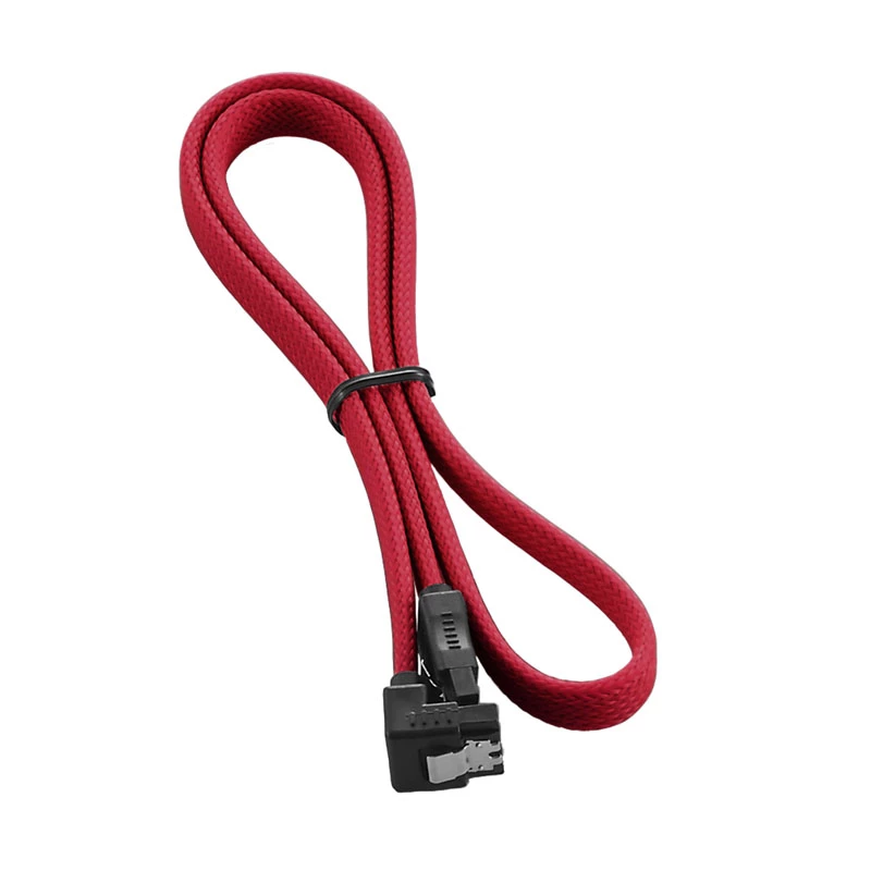 CableMod ModMesh SATA kabelis - Serial ATA 150/300/600 - SATA (M) stačiu kampu į SATA (M) - 60cm - Raudonas (CM-CAB-RSAT-N60KR-R)