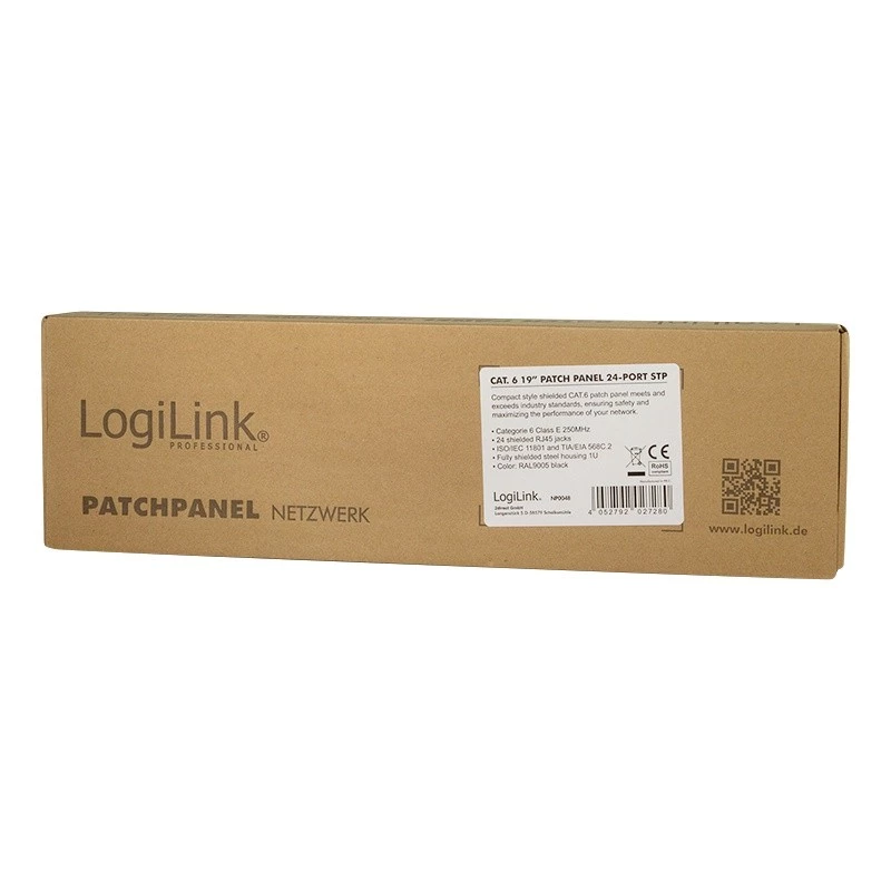 Logilink TUO-NP0048 Juoda – 24 prievadų RJ-45 skirstymo panelė