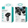 USAMS US-CC115 C21 automobilinis FM siųstuvas su dvigubu USB įkrovikliu, Bluetooth 5.0, 3,4 A, juodas