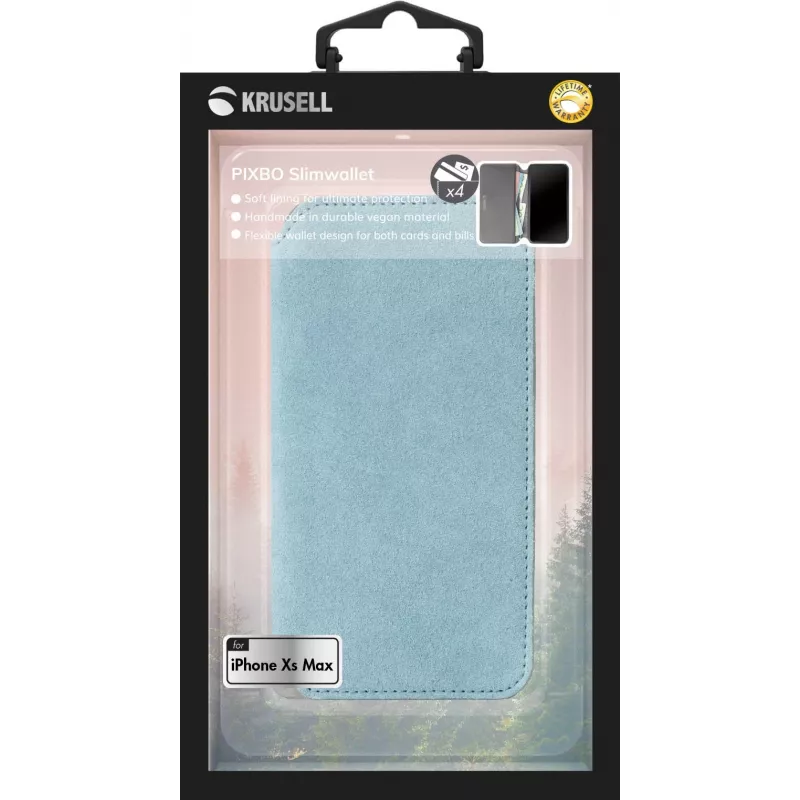 Krusell Broby 4 Card SlimWallet folio dėklas iPhone XS Max, mėlynas
