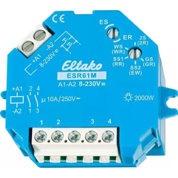 Eltako AP/UP impulsinis jungiklis ESR61M, 1 + 1 paprastai atviras kontaktas 10 A, 8–230 V/UC, 10 A 250 V/AC (kaitrinė lempa) (61200301)