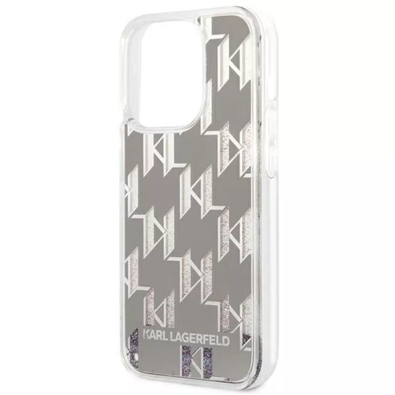 Karl Lagerfeld KLHCP14XLMNMS iPhone 14 Pro Max 6,7″ kietas dėklas sidabrinis / sidabrinis Liquid Glitter Monogram