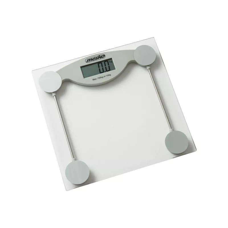 Svarstyklės elektroninės asmeninės Mesko MS 8137 – 150 kg talpa, 100 g tikslumas, balta/permatoma