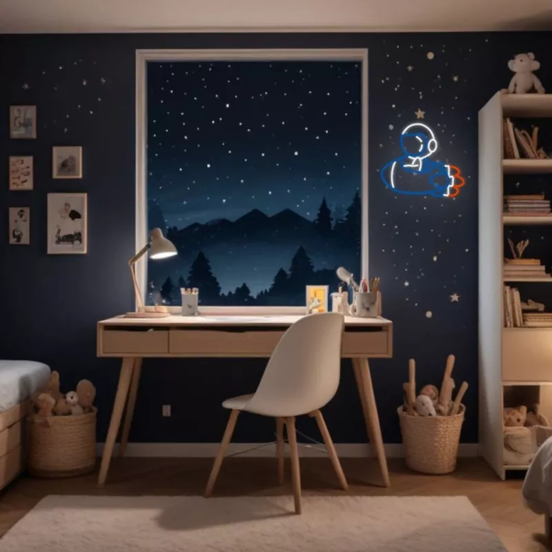 Dekoratyvinė neoninė šviesa MANTA SNL90MT Style Neon Lights – astronautas ant raketos