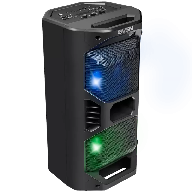 Nešiojamas garsiakalbis SVEN PS-600, juodas (50W, TWS, Bluetooth, FM, USB, microSD, LED ekranas, 4000 mAh)