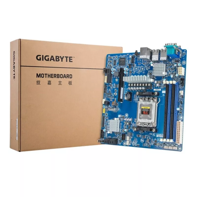 Motininė plokštė GIGABYTE MC13-LE1 B650E microATX, skirta AMD AM5 (Ryzen 7000/9000, DDR5, 4x DIMM, 10Gb LAN, 2x RJ-45, 4x SATA III, M.2, RAID)