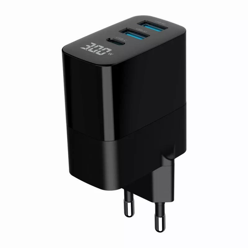 Gembird TA-UC-PDQC30LCD-BK-02 universalus greitasis kroviklis, juodas, 30 W, AC, vidaus naudojimui