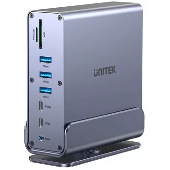 Docking stotelė Unitek D1135AGY01 DisplayLink adapteris su trigubu 4K palaikymu, 15-in-1, 15W PD maitinimas