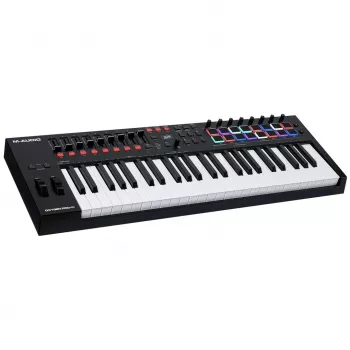 M-Audio Oxygen Pro 49 MIDI klaviatūros valdiklis – 49 klavišai, 16 padų, 9 faderiai, OLED ekranas, USB, MIDI išėjimas