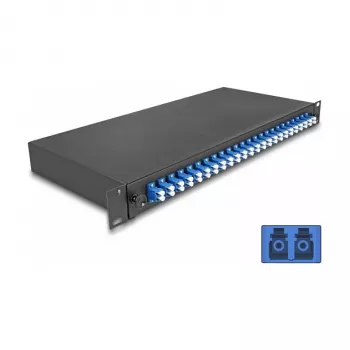 DeLOCK 19 colių šviesolaidžių sujungimo dėžė 24 x LC Duplex OS2 1U juodas metalas
