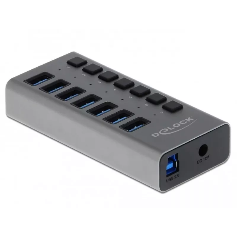 Delock DELOCK-63669 USB 3.2 skirstytuvas 7 prievadų, pilkas aliuminis