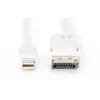 Mini DisplayPort – DisplayPort kabelis Digitus AK-340102-010-W (1 m, baltas)