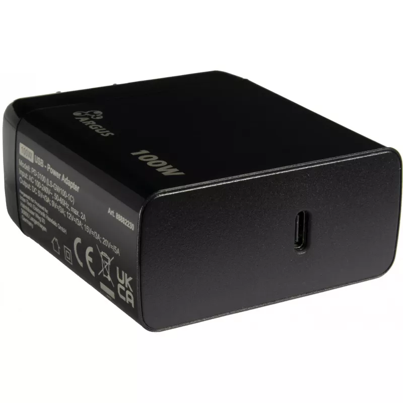 PD įkroviklis INTER-TECH PD-3100 100W USB-C juodas greitas maitinimo adapteris