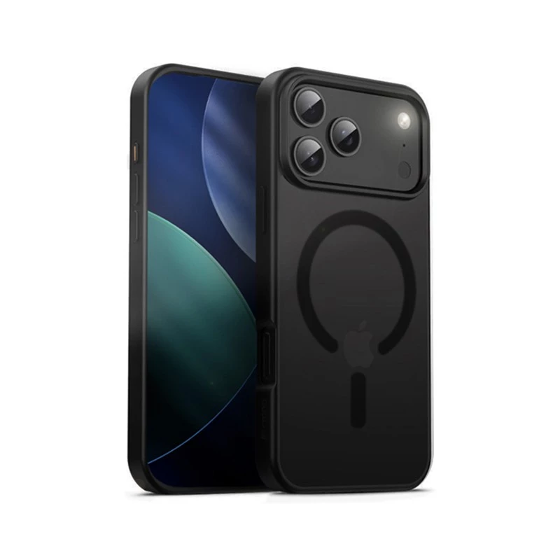 Crong Hybrid Frost MAG dėklas su MagSafe, skirtas iPhone 17 Pro Max, matinė juoda