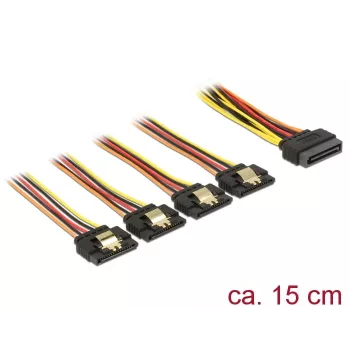 SATA maitinimo kabelis DeLOCK 60156 0,15 m SATA 15 kaiščių 4 x SATA 15 kaiščių įvairiaspalvis