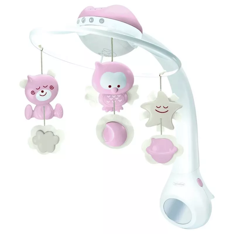 Muzikinė dėžutė kūdikiams B-kids 3in1 Infantino 150302050 — pudros rožinė, 3 viename raminantis žaislas