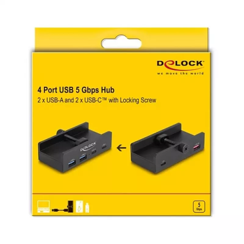 DeLOCK 64262 USB 2.0 Type-A USB šakotuvas 5000 Mbit/s Juodas