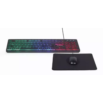 Gembird KBS-UML-01 pilno dydžio laidinė klaviatūra su pele – USB, QWERTY JAV, 104 klavišai, juoda