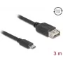 USB 2.0 laidas DELOCK 81520 – Micro‑USB B į USB A, 3 m, juodas