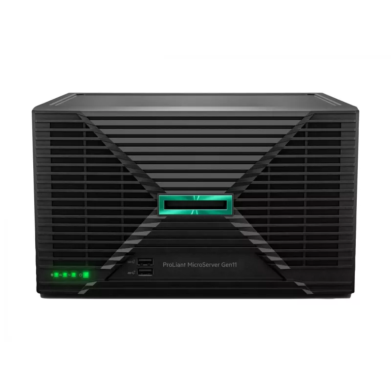 Serveris HP Enterprise ProLiant MicroServer Gen11 6325P 3,5 GHz 4 branduoliai 1P 32 GB DDR5 4LFF NHP 2×4 TB HDD 180 W PS