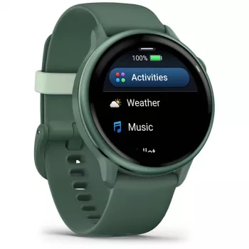 Išmanusis laikrodis GARMIN vívoactive 6 – sportinis laikrodis, 42 mm aliuminio/polimero korpusas, AMOLED 1,2 colio, GPS, 5 ATM, optinis širdies ritmo matuoklis, SpO2, 8 GB, žalias