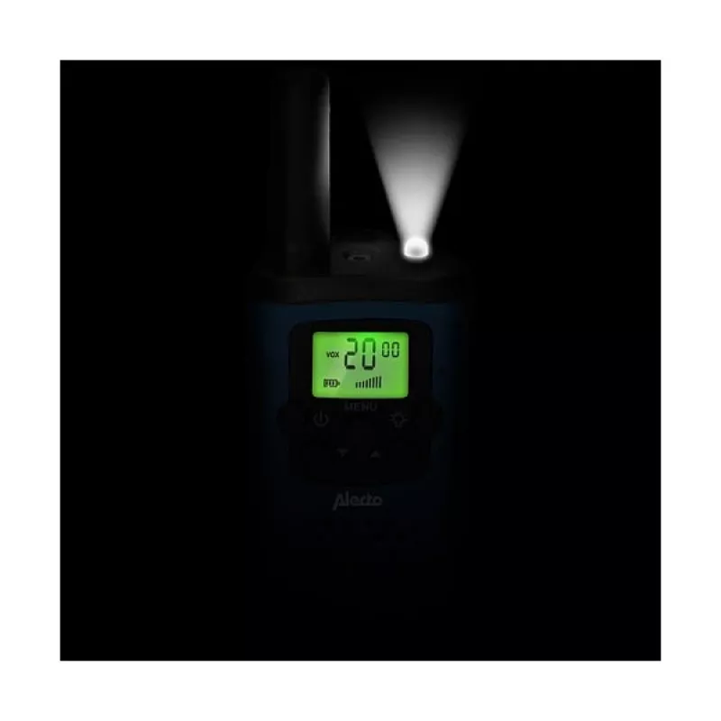 Dvipusis radijas Alecto FR-115BW — 8 kanalų, iki 7 km atstumas, 24 h baterijos veikimo laikas, 2 baterijos