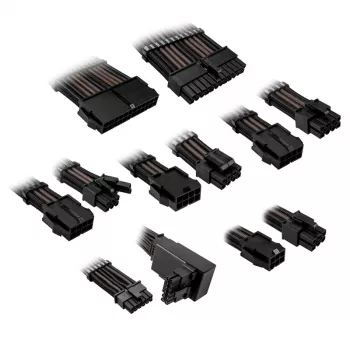 Kolink Core Pro Prašytas kabelių prailginimo rinkinys 12V-2x6 Type 2 – Jet Black/Gunmetal
