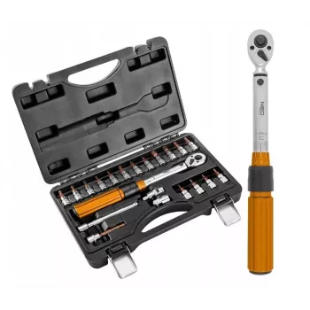Neo Tools 1/4 abipusis dinaminis veržliaraktis, 5-25 Nm, 21 dalių rinkinys