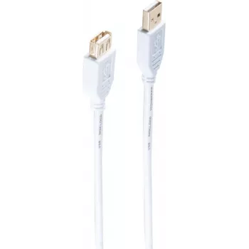 shiverpeaks ®-BASIC-S--USB ilginimo laidas, A tipo kištukas į A tipo jungtį, GREITASIS, paauksuoti kontaktai, USB 2.0, baltas, 5,0 m (BS77125-W)
