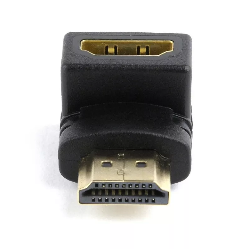 HDMI adapteris GEMBIRD A-HDMI90-FML, HDMI į HDMI, 90° stačiu kampu, juodas