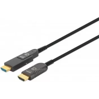 Manhattan HDMI į Micro HDMI plenuminis kabelis, 4K@60Hz (Premium High Speed), 100 m, aktyvus, nuimama HDMI kištukas (A tipo), vyriškas-į-vyrišką, juodas, auksuoti kontaktai, viso gyvenimo garantija