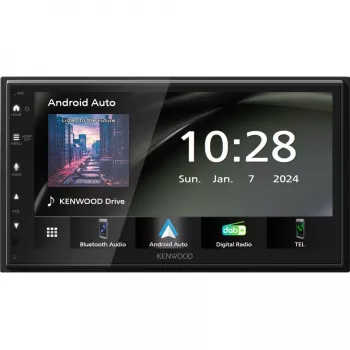 Kenwood dviejų DIN moniceiveris su Android Auto, Apple CarPlay, DAB+ imtuvu, jungtimi galinio vaizdo kamerai