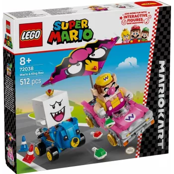 LEGO konstruktorius 72038 Super Mario Mario Kart Wario King Buu Huu – figūrėlės ir trasos elementai