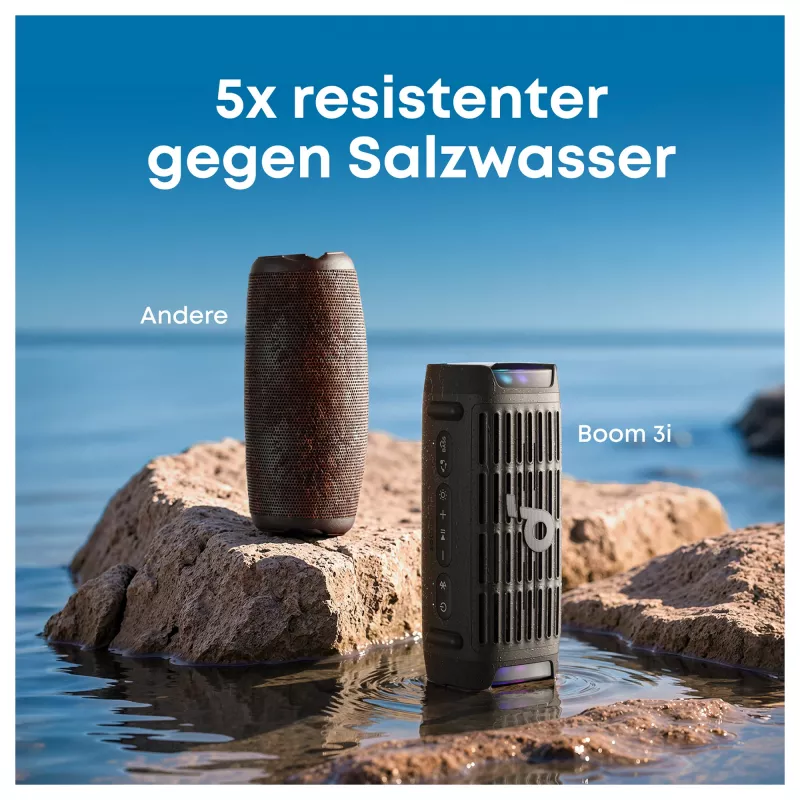 Nešiojamas Bluetooth garsiakalbis ANKER Soundcore Boom 3i juodas, atsparus, IP68, 50W, BassUp, 16h veikimo laikas, šviesų šou, TWS stereo
