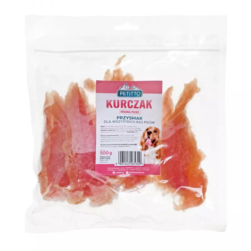 PETITTO Minkštos vištienos krūtinėlės šunų skanėstas - 500 g