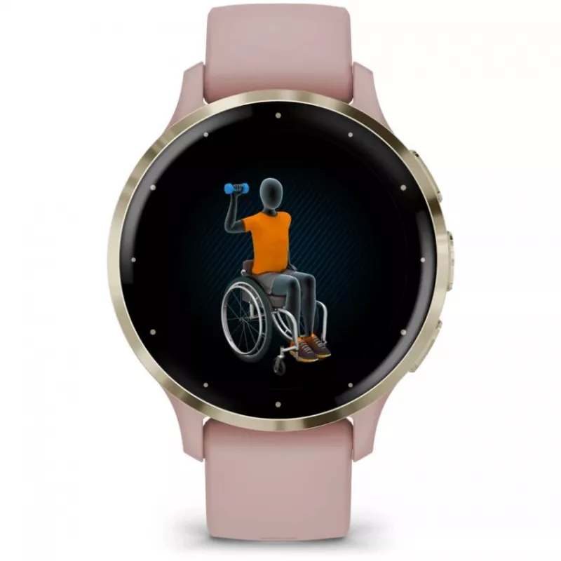 Garmin Venu 3S 3,05 cm (1,2 colio) AMOLED 41 mm Skaitmeninis 390 x 390 pikselių Liečiamas ekranas Auksinė, Rožinė Wi-Fi GPS (palydovas)