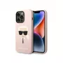 Karl Lagerfeld KLHMP14XSLKHLP kietasis dėklas iPhone 14 Pro Max 6,7 šviesiai rožinis / šviesiai rožinis silikoninis Karl galvos Magsafe