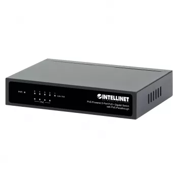 Intellinet 5xPoE Praėjimo jungiklis Gigabit, maitinamas per PoE arba AC, 68W