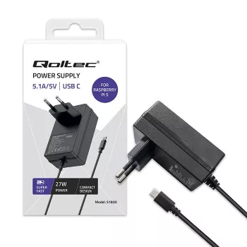 QOLTEC Super FAST PD įkroviklis, skirtas Raspberry Pi 5 USB