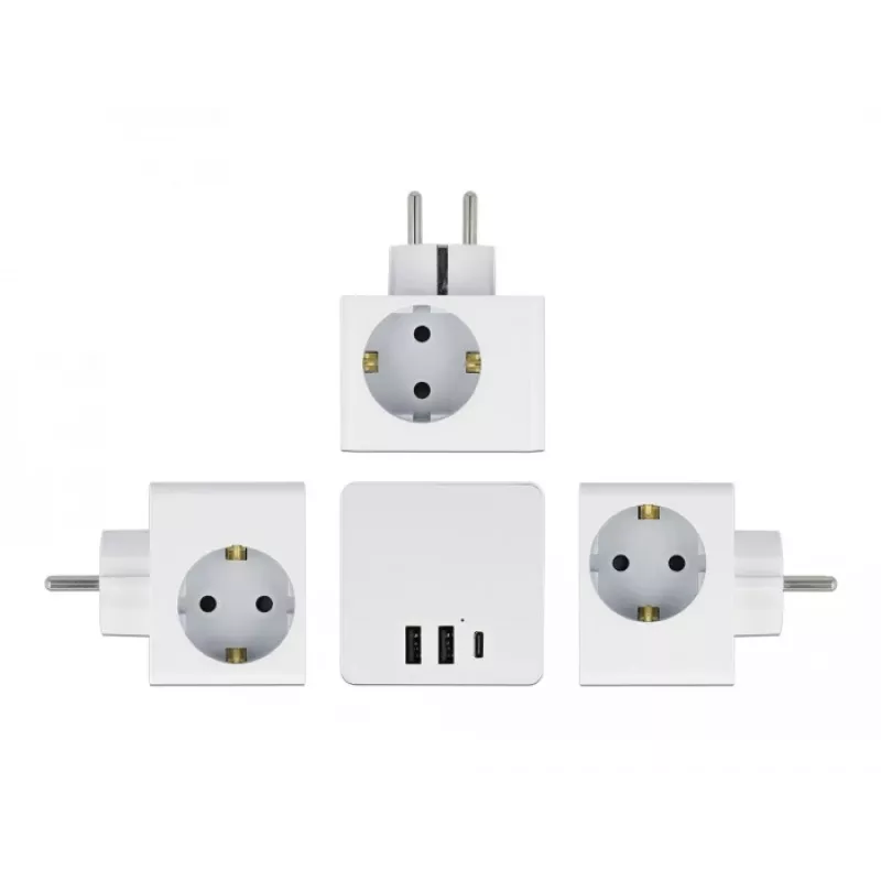 Maitinimo adapteris su kištuku Type F DeLOCK 11496 2 USB prievadai 5V 2.4A 3A