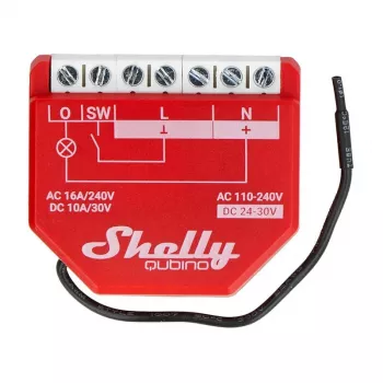 Išmanusis jungiklis Shelly W 1PM Plastic 16A 110–240V, Z‑Wave, 868,4 MHz, raudonas, 42×37×16 mm