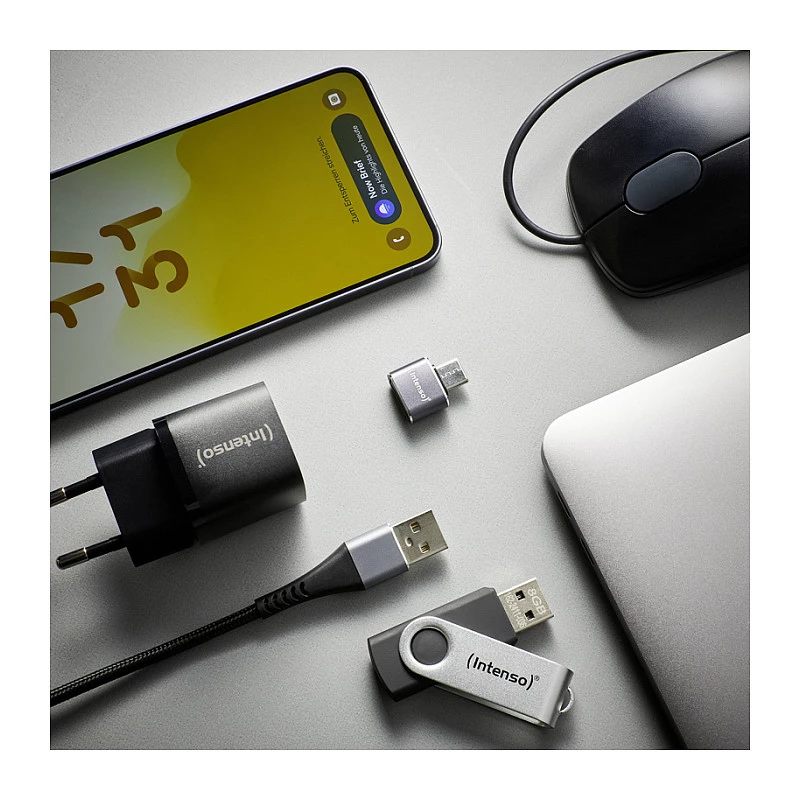 Intenso 3 vnt. rinkinys USB adapteris USB-A į USB-C C480C Aliuminis