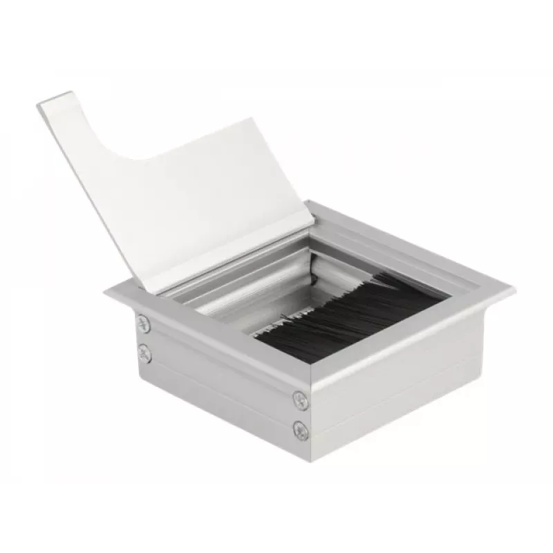 DeLOCK kabelio pravedimo dangtelis su šepečiu stalui 80x80x28mm sidabrinis