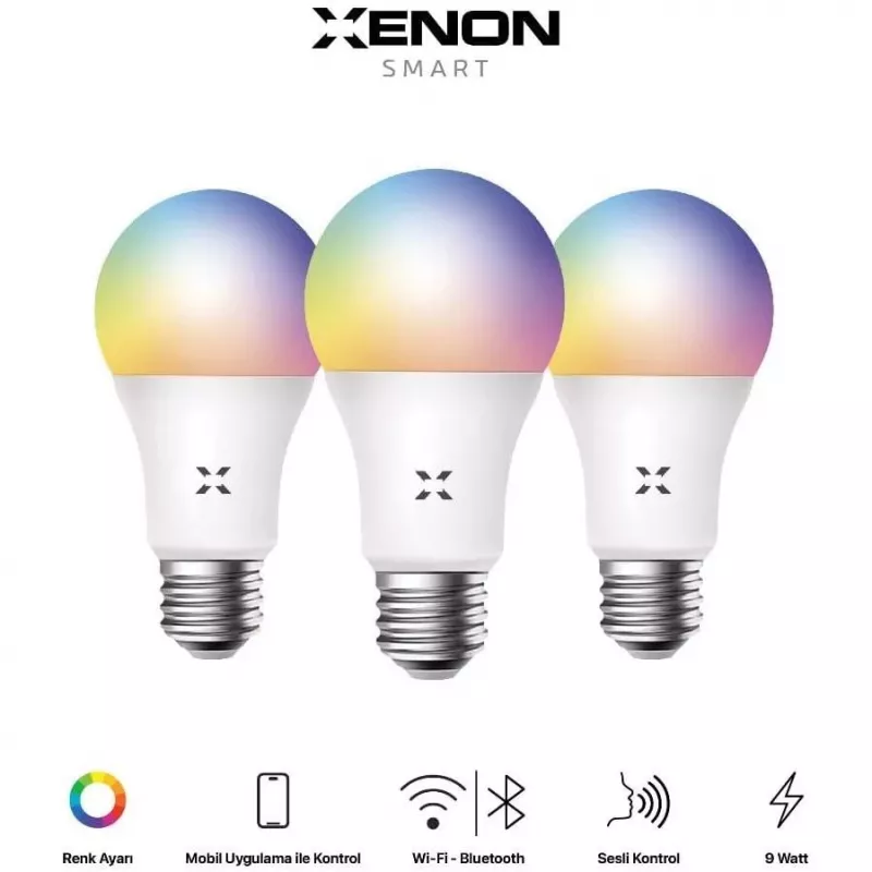 XENON Smart X7021 protinga LED RGB lemputė, 9 W, Wi-Fi, Bluetooth, balta